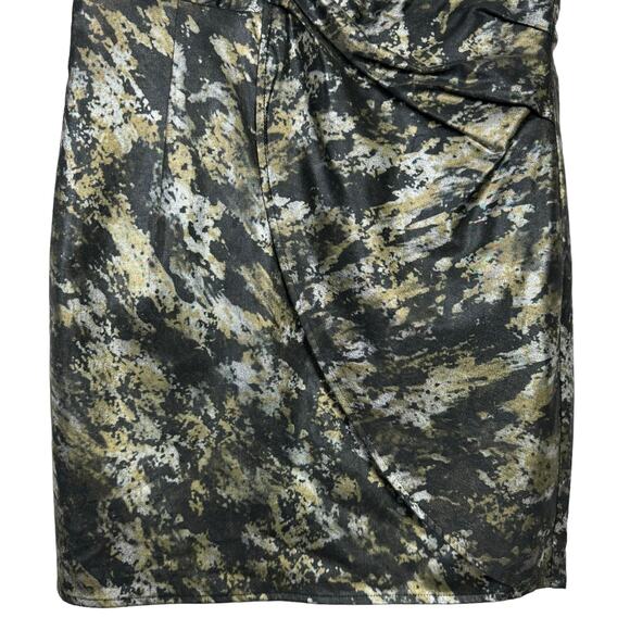 Voom by Joy Han Black Metallic Puff Sleeve Asymmetrical Neck Mini Cocktail Dress - Picture 5 of 8